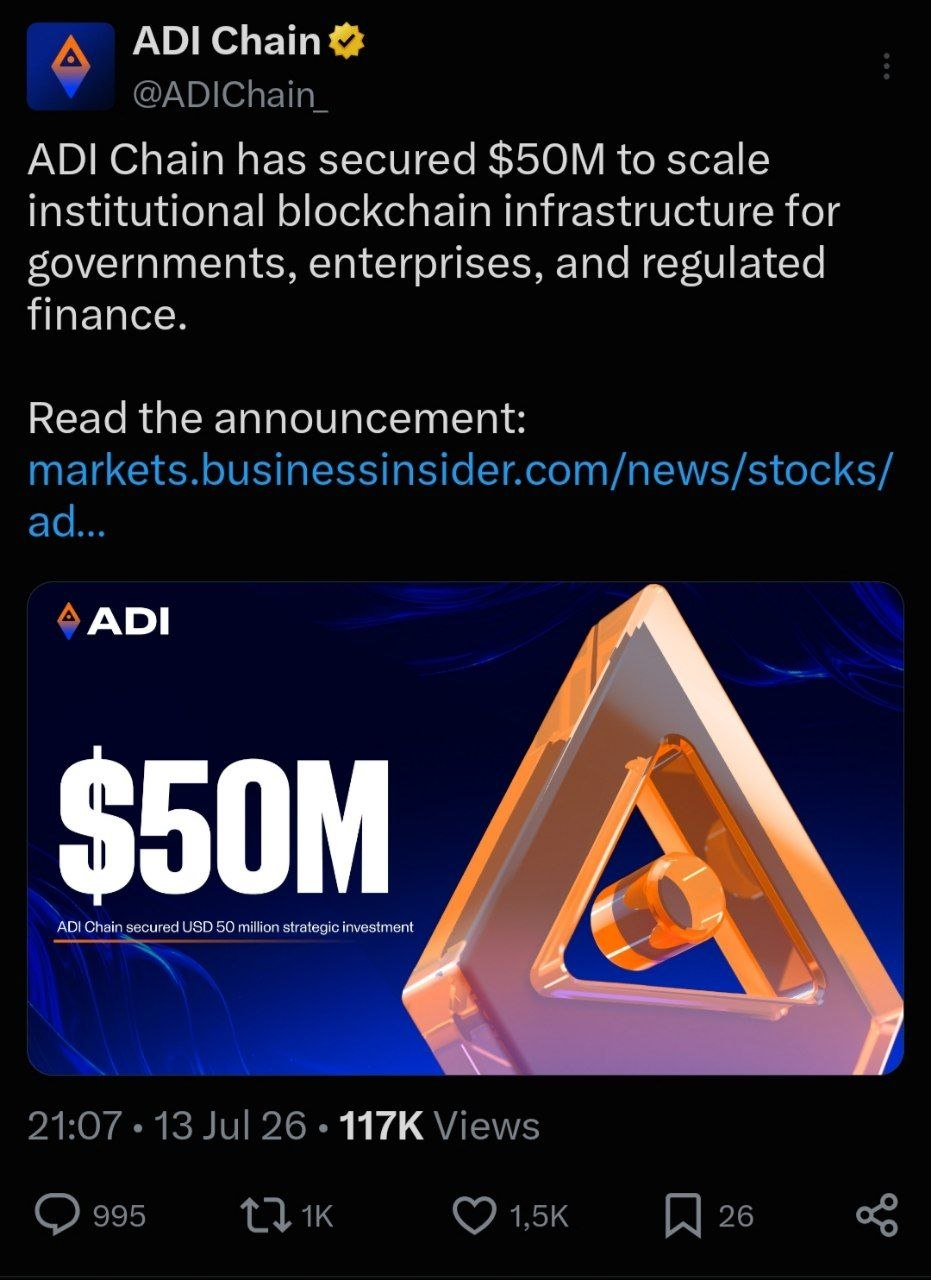 ADI Chain $50M raise post